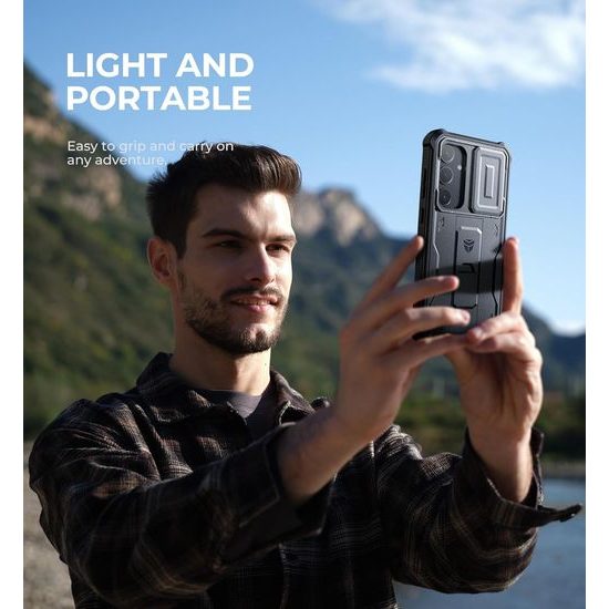 Dexnor 360 Kickstand Camprotector Θήκη Samsung Galaxy S24, Μαύρη