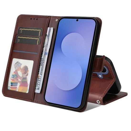 Samsung Galaxy S26 FE ümbris – Magnet Case nahkümbris – pruun