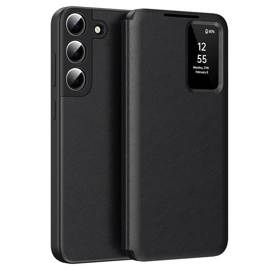 Techsuit SmartView Hülle für Samsung Galaxy S22 5G - Intelligente Schutzhülle mit Sichtfenster - Schwarz