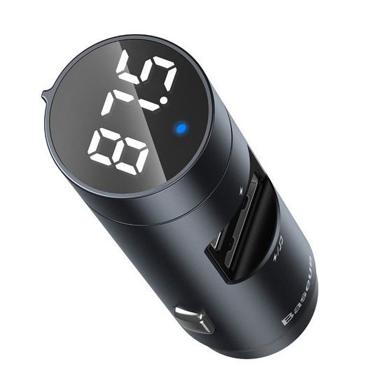 Baseus Energy Column bezdrátová MP3 nabíječka do auta 5.0 + 5V / 3,1A, tmavě šedá