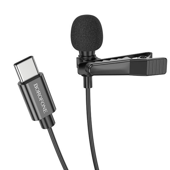 Borofone BFK11 Elegant kravatový mikrofón, USB-C, čierny