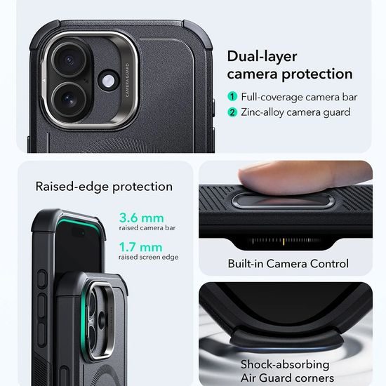 Θήκη ESR Cyber Armor Kickstand, iPhone 17, μαύρη