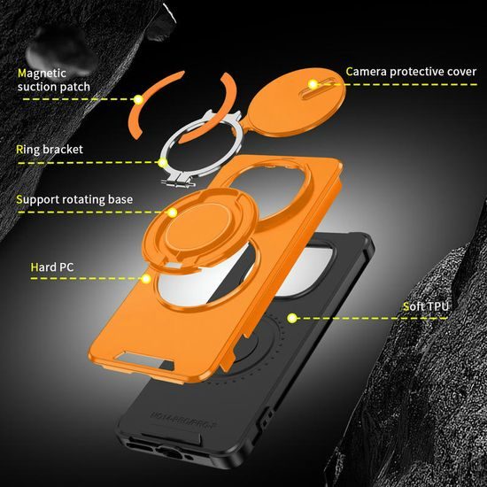 Θήκη Camslide Stand, Xiaomi Redmi Note 14 Pro Plus 5G, πορτοκαλί