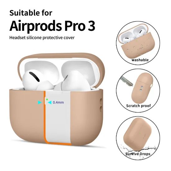 Tech-Protect Σιλικονική Θήκη, Apple AirPods Pro 3, μπεζ
