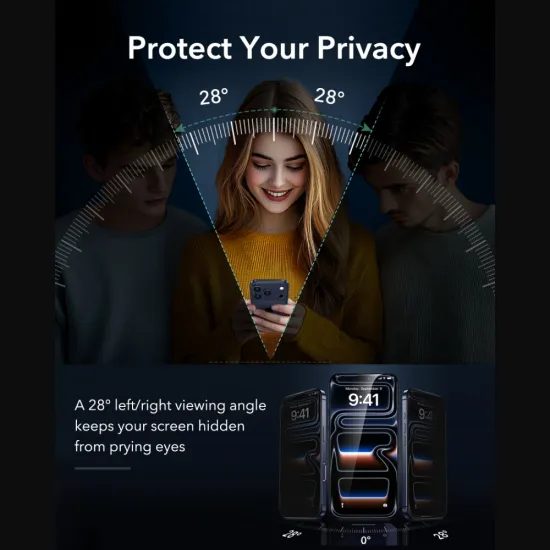 iPhone 18 Pro Max apsauginis stiklas – ESR Privacy Armorite UltraFit grūdintas stiklas, 2 vnt.