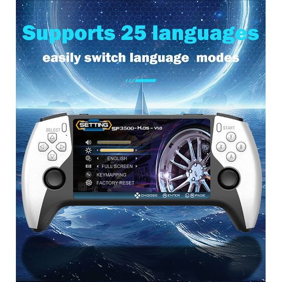SF3500 Přenosná herní konzole s 5″ IPS displejem, 3000 mAh a TV výstupem