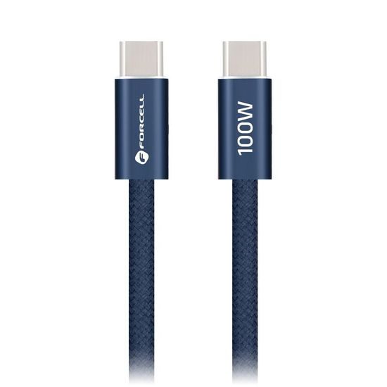Cablu Forcell F-Energy USB-C - USB-C, QC4.0, PD, 5A, 100W, 1,2 m, albastru