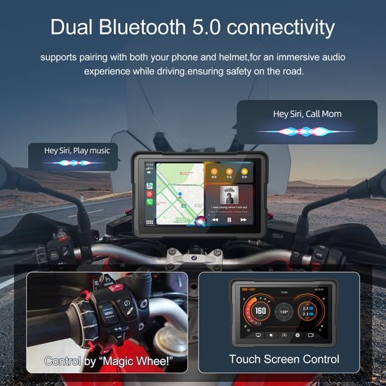 BMW Motorrad 7" IPS dodirni zaslon s bežičnim Apple CarPlay i Android Auto, CAN Bus podacima, upravljanjem Wonder Wheel, TPMS-om i 2 kamere