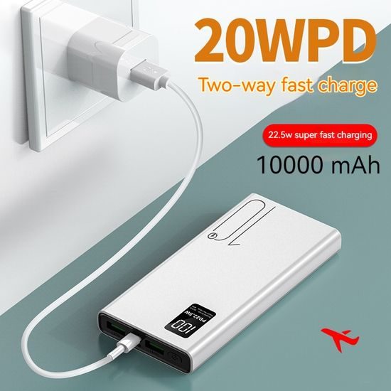 Powerbank 10000mAh, PD 22,5W, QC3.0, λευκό