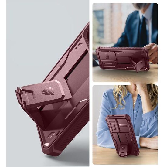 Dexnor 360 Kickstand Camprotector Θήκη Samsung Galaxy S25, Βυσσινί