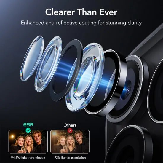 ESR Armorite Σκληρυμένο γυαλί για φακό κάμερας, iPhone 14 Pro / Max / 15 Pro / Max / 16 Pro / Max / 17 Pro / Max, μαύρο