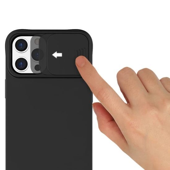 Husă cu capac pentru cameră, iPhone 14 Plus, neagră