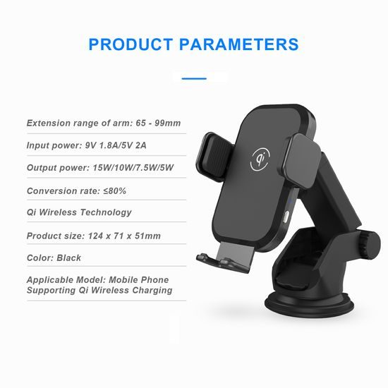 Βάση τηλεφώνου αυτοκινήτου για ταμπλό και αεραγωγό με ασύρματη φόρτιση, 15W, Qi, C20