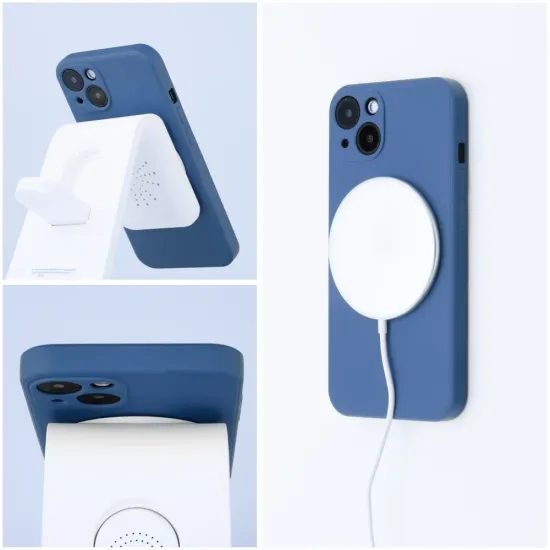 Husă Silicone Mag Cover, iPhone 12, albastră