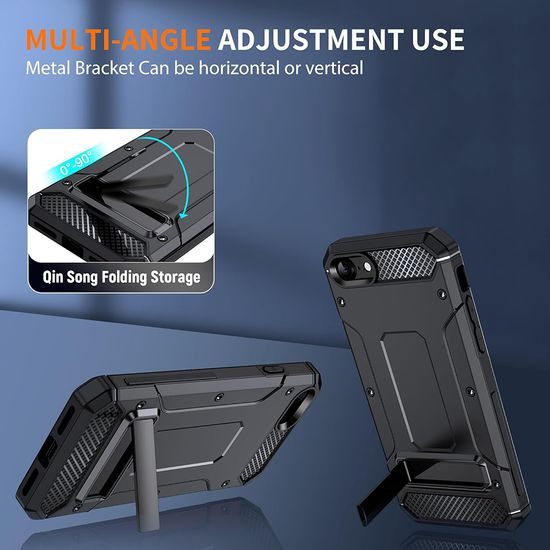 Techsuit Hybrid Armor Kickstand, iPhone 7 / 8 / SE 2020 / SE 2022, čierny