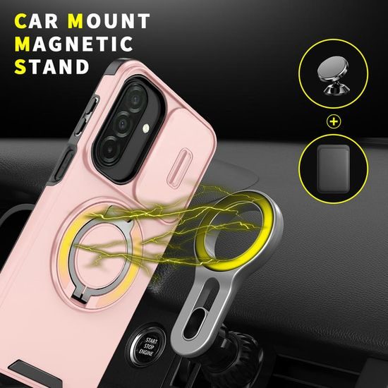 Camslide Stand Schutzhülle für Samsung Galaxy A27 - Integrierter Metallständer - Schiebbare Kameraabdeckung - Rosa