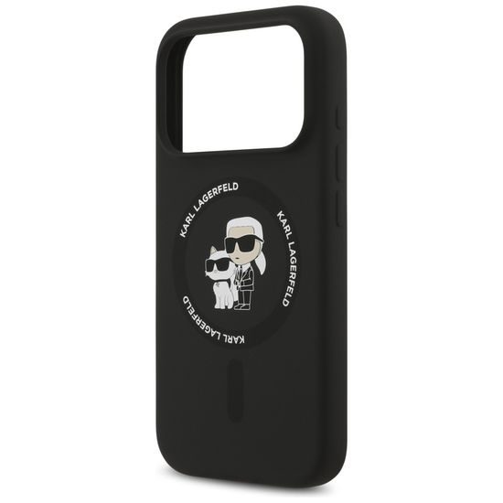 Karl Lagerfeld Siliconen Hoesje KC Body Ring - MagSafe geschikt - voor iPhone 17 Pro / 18 Pro - Zwart