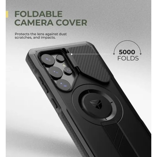 Dexnor MagSafe Schutzhülle für Samsung Galaxy S25 Ultra - 360° Kickstand mit Kameraschutz - Schwarz