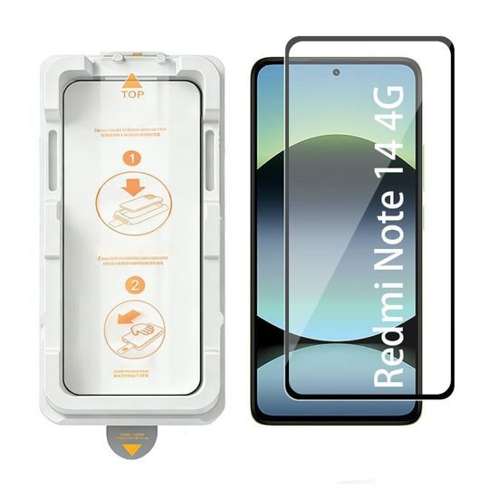 Wency Magic Box 5D Σκληρυμένο Γυαλί με Εύκολη Εφαρμογή, Xiaomi Redmi Note 14 4G, μαύρο