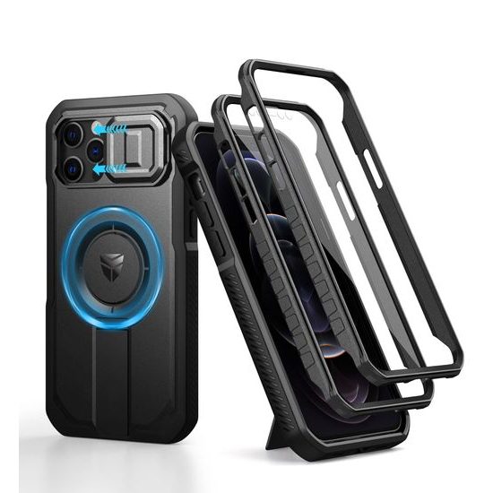 Dexnor MagSafe 360 Kickstand Camprotector Θήκη iPhone 12 / 12 Pro, Μαύρη