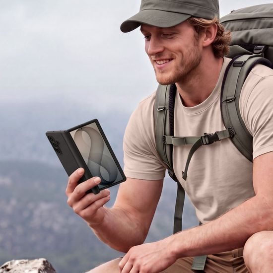 Tech-Protect Kevlar Aura MagSafe Schutzhülle für Samsung Galaxy Z Fold 8 Ultra - Extrem Robust mit Ständer - Schwarz