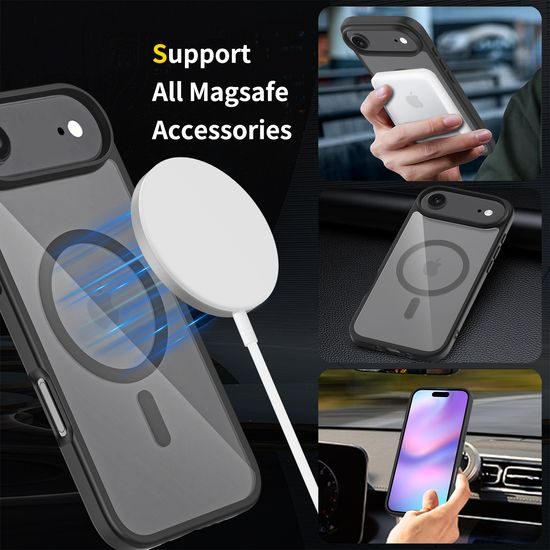 JP MagFit Clear MagSafe θήκη με μαγνήτη N52, iPhone Air, μαύρη