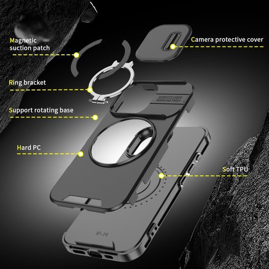 Camslide Stand obal, iPhone 16 Plus, modrý