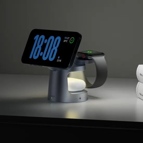 Tech-Protect QI2.2-25W-A48 ασύρματος φορτιστής MagSafe 3 σε 1, σκούρο γκρι