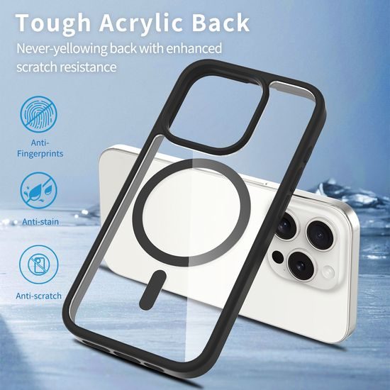 JP MagFit Clear MagSafe obal s N52 magnetem, iPhone 15 Pro, světle růžový