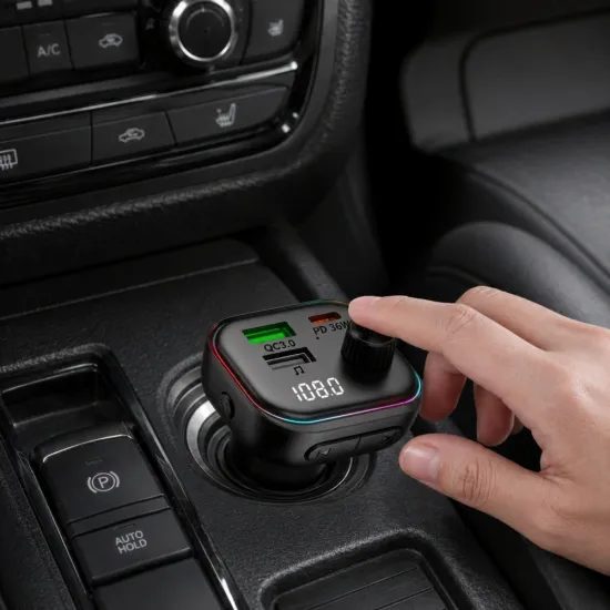 Tech-Protect CC07 3-Port KFZ-Ladegerät mit PD 54W + FM Bluetooth Transmitter - Schwarz