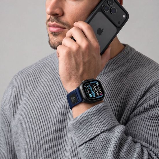 Tech-Protect Nylon Elite Apple Watch 8 / 9 / 10 / 11 / 12 / SE / Ultra (44 / 45 / 46 / 49) mm, modro-oranžový