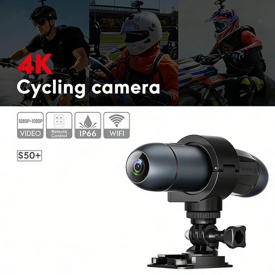 S50+ cameră de acțiune 4K pentru cască, bicicletă și motocicletă