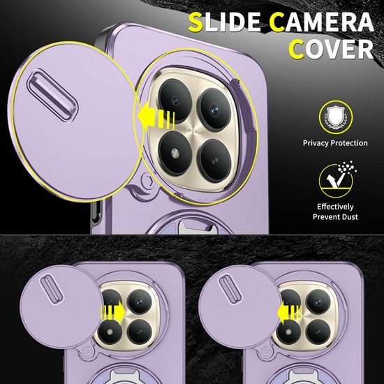 Camslide Stand obal, Xiaomi Redmi Note 15 Pro Plus 5G, fialový