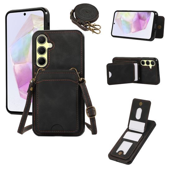Θήκη Crossbody, Samsung Galaxy A55, μαύρο