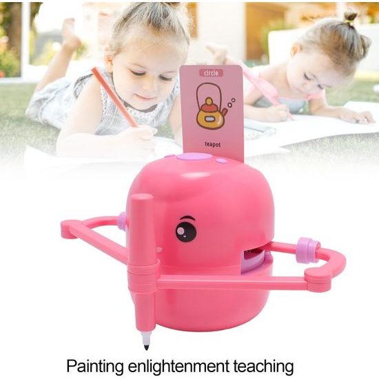 Έξυπνο διαδραστικό ρομπότ ζωγραφικής για παιδιά – εκπαιδευτικό παιχνίδι με 100 κάρτες, αυτόματη ζωγραφική και υποβοηθούμενη μάθηση, ροζ