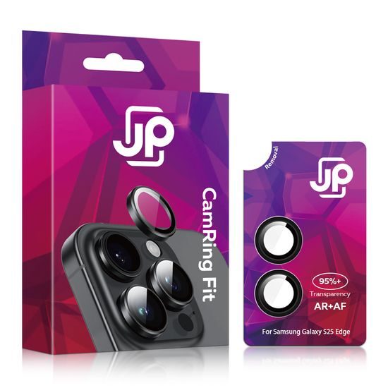 JP Camring Fit, προστατευτικό τζαμάκι για φακό κάμερας, Samsung Galaxy S25 Edge, μαύρο