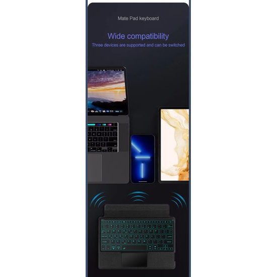 JP Μαγνητική θήκη με αποσπώμενο πληκτρολόγιο Bluetooth, touchpad, φωτισμό, περιστρεφόμενη βάση και θήκη για stylus, Samsung Galaxy Tab S8 Ultra / S9 Ultra / S10 Ultra, μαύρη