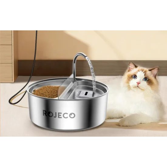 Fântână și alimentator din oțel inoxidabil 2in1