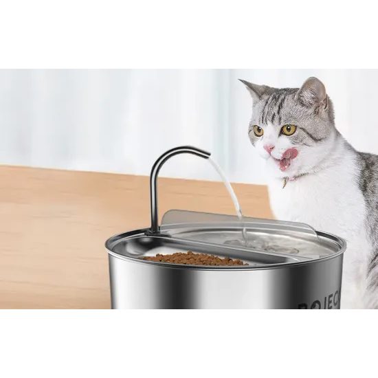 Fântână și alimentator din oțel inoxidabil 2in1