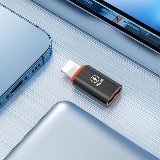 Techsuit Premium OTG προσαρμογέας HyperPort (A3) USB-C - Lightning, μαύρο-πορτοκαλί