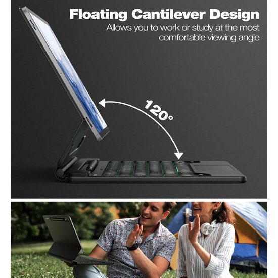 Dexnor magnetické pouzdro s klávesnicí, Samsung Galaxy Tab S7 FE / S7 Plus / S8 Plus / S9 Plus / S9 FE Plus / S10 Plus 12,4", černé