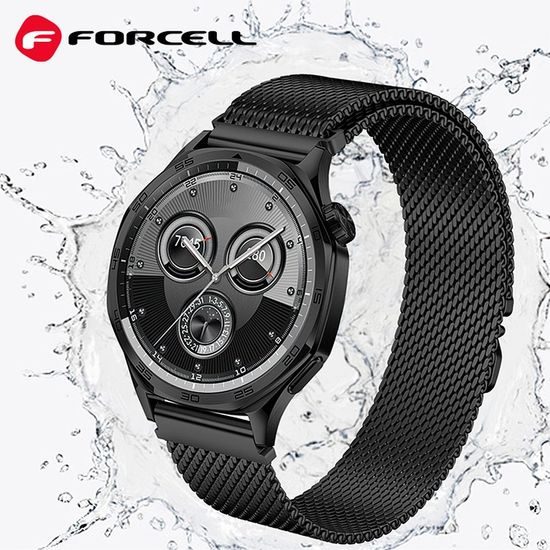 F-Design FS10 Stalen Horlogeband - Milanees Mesh - voor Samsung Watch 22 mm - Zwart