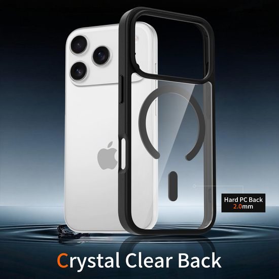 JP MagFit Clear MagSafe θήκη με μαγνήτη N52, iPhone 17 Pro, μαύρη