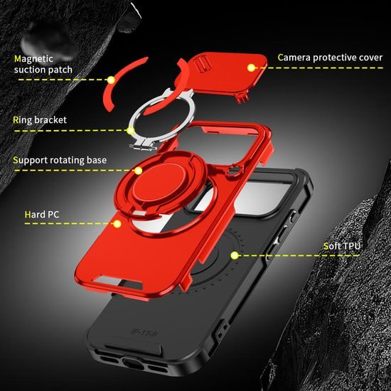 Camslide Stand etui, iPhone 18 Pro, rdeč