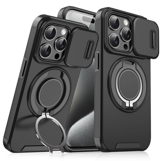 Camslide Stand obal, iPhone 15 Pro, čierny