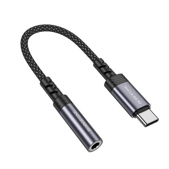 Borofone Audio Adapter (BV24) USB-C auf 3,5mm Klinke für moderne Smartphones - DAC Chip - 15 cm - Grau