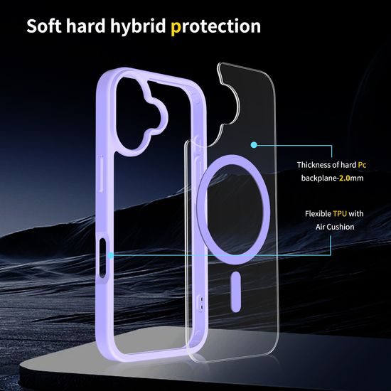 JP MagFit Clear MagSafe θήκη με μαγνήτη N52, iPhone 17, μωβ