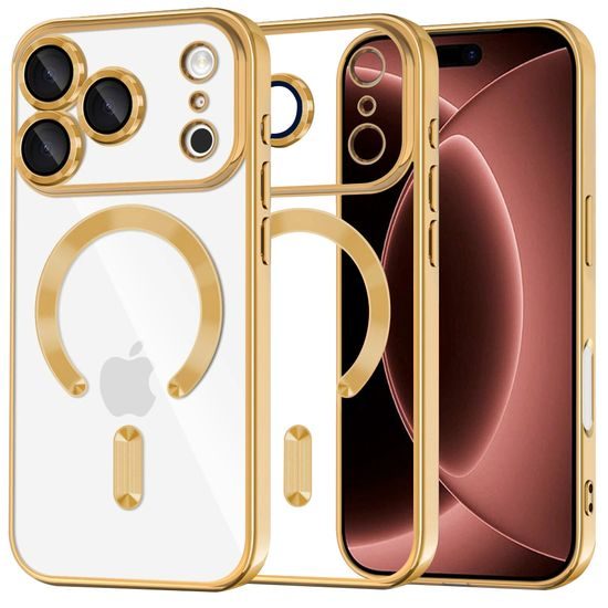 iPhone 17 Pro Max / 18 Pro Max ümbris – Techsuit Luxury Crystal MagSafe – kuldne