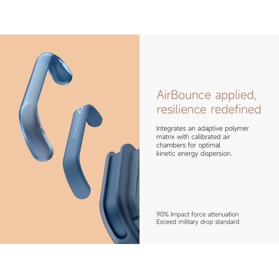 Husă Suritch AirBounce Bumper MagSafe cu Suport și Protecție Cameră, iPhone 17 Pro Max / 18 Pro Max, albastru deschis
