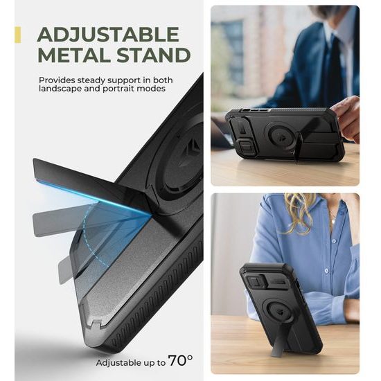 Dexnor MagSafe 360 Kickstand Camprotector Θήκη iPhone 15, Μαύρη